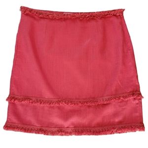 NWT THE NATIVE ONE Vibrant Red Linen Mini-Skirt with Tassel + Fringe Size M